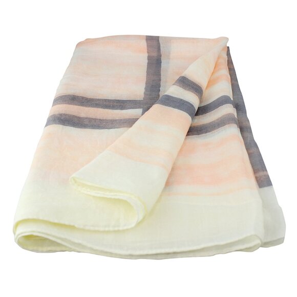 Pastel Tone Soft Large Scarf Checkered Acrylic Raw Edges NEW - Picture 2 of 3